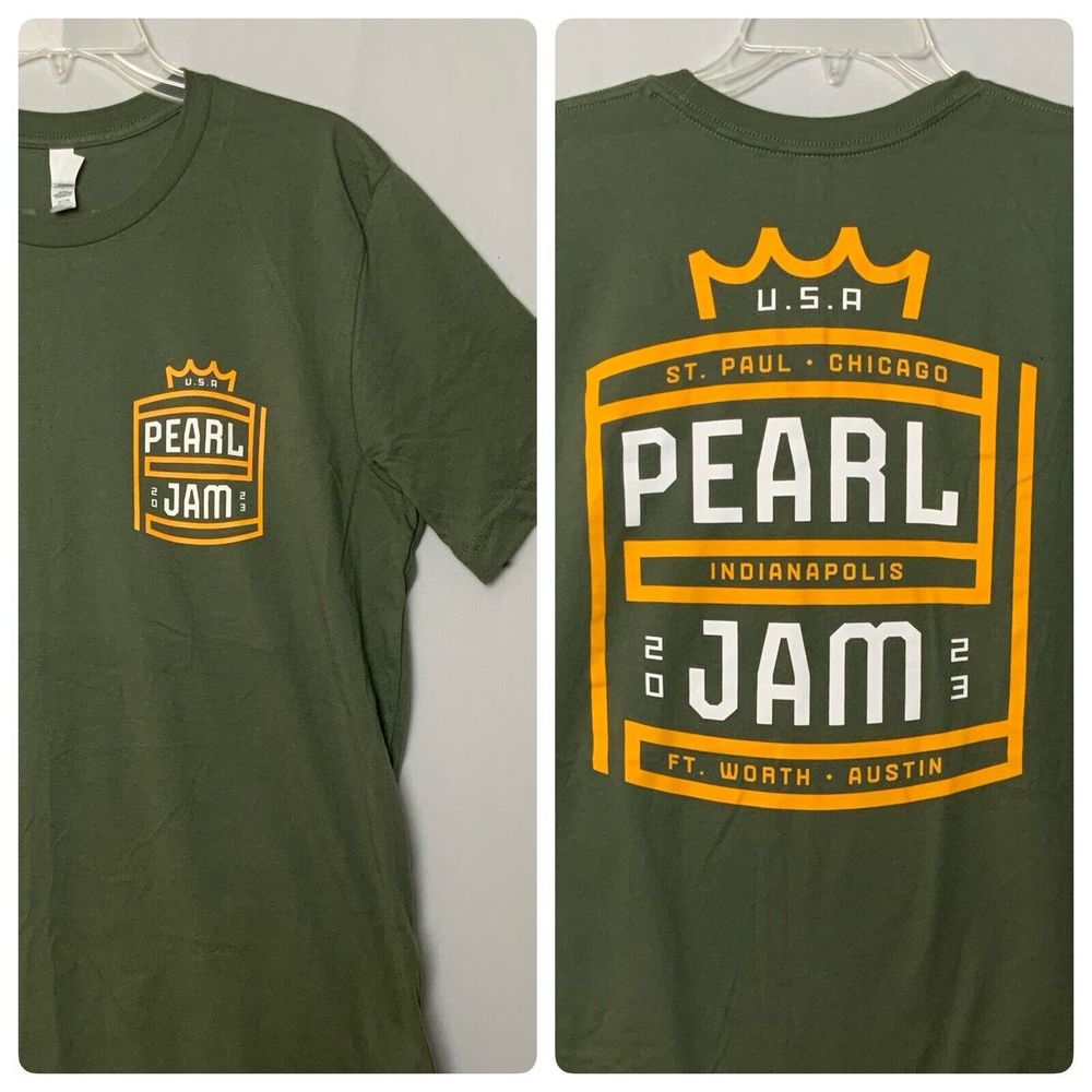 New Pearl Jam 2023 Gigaton US Tour Official Concert T-Shirt Green Sz Medium